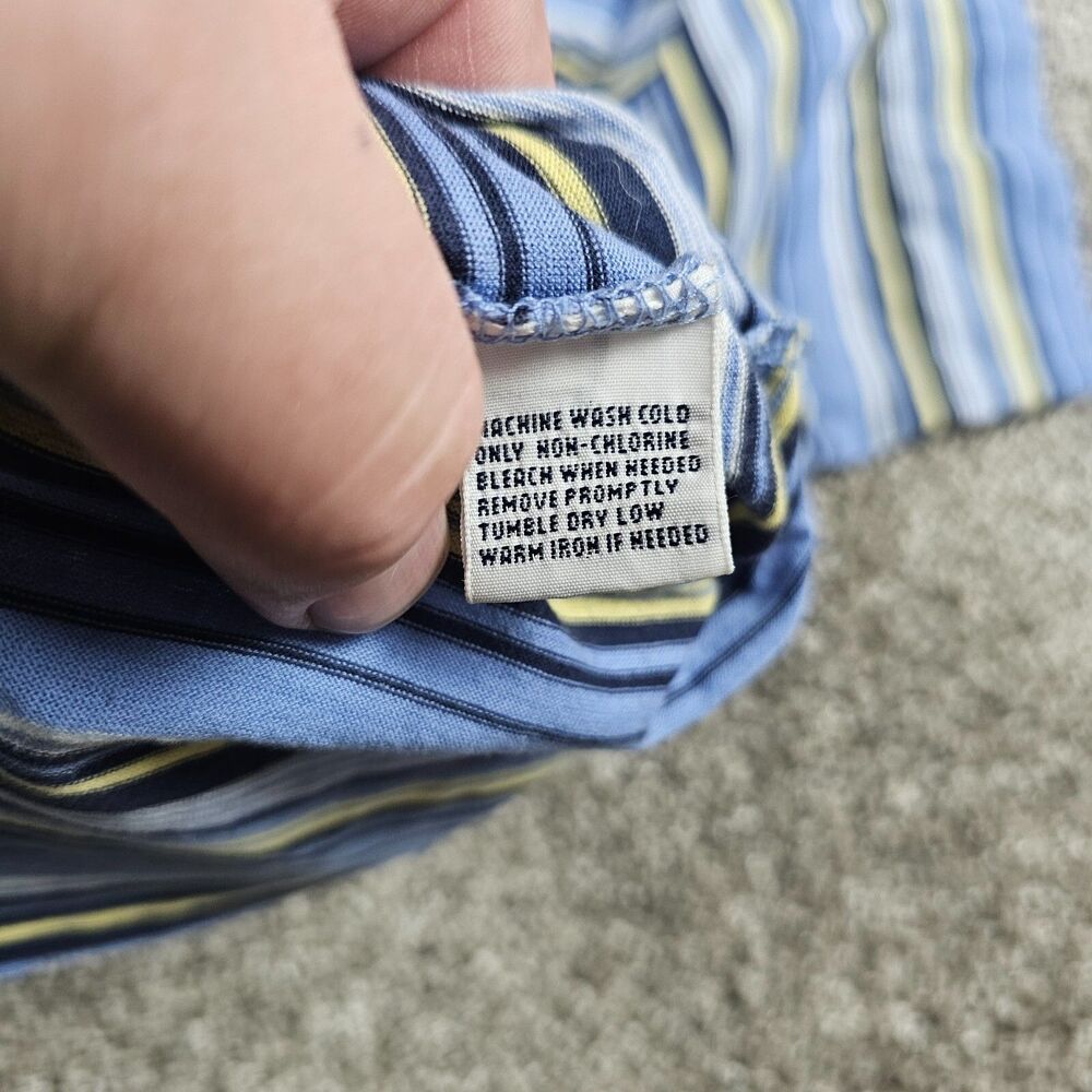 Vintage Polo Ralph Lauren Shirt Mens Large Blue Striped Pima Casual Golf Preppy - Picture 6 of 11